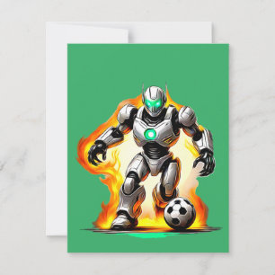 Robot playing soccer card