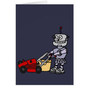 Robot poussant la tondeuse à gazon