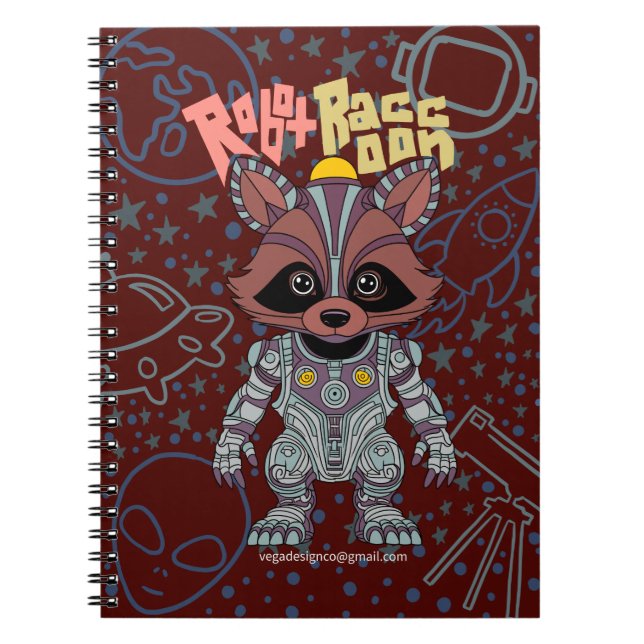 Robot Raccoon Spiral Notebook (Front)