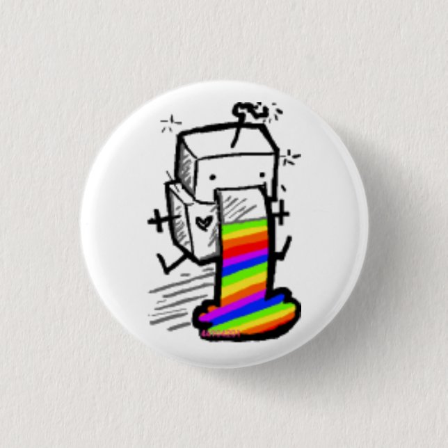 robot rainbow 1 inch round button (Front)