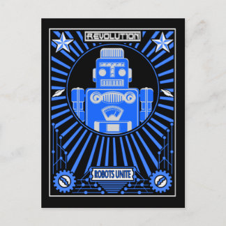Robot Reolution Blue Postcard