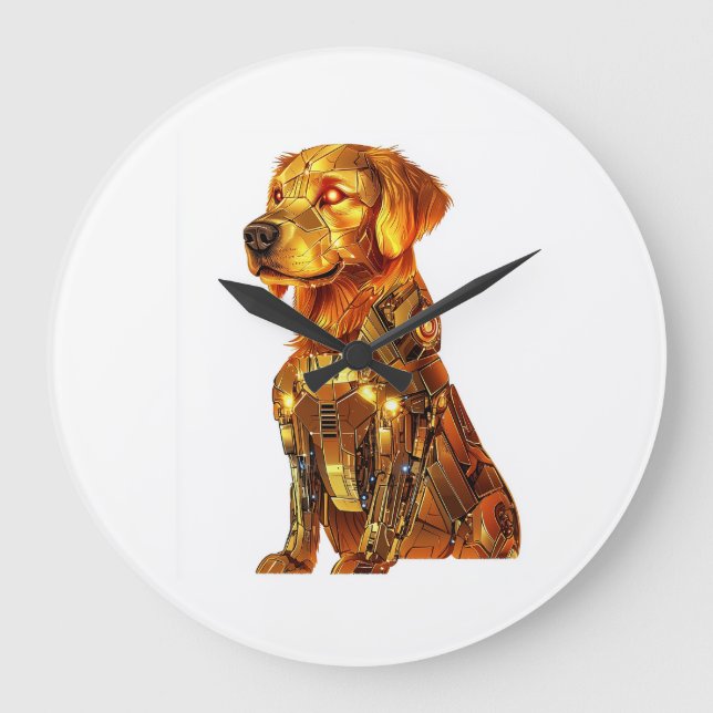 Robot Retriever � Futuristic Mecha Dog Large Clock (Front)