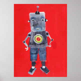Robot Retro Vintage pop art Poster