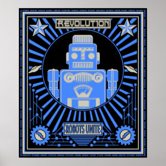 Robot Revolt Blue Poster