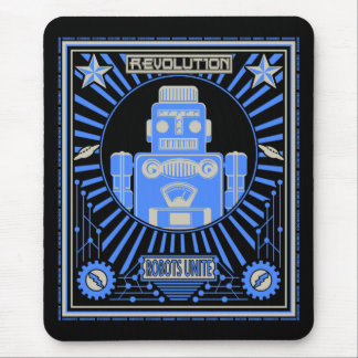 Robot Revolution Blue Mouse Pad