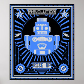 Robot Revolution Blue Poster