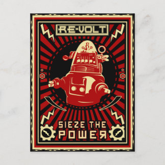 Robot Revolution Red Postcard