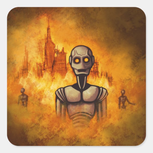 robot revolution scifi sticker (Front)