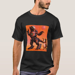 Robot Rex Dancing With Cat Art T-Shirt