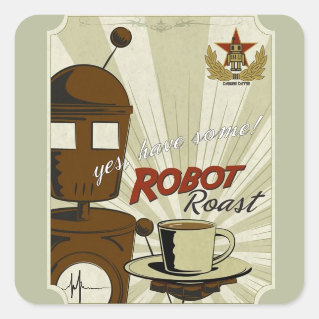 Robot Roast Square Sticker (Front)