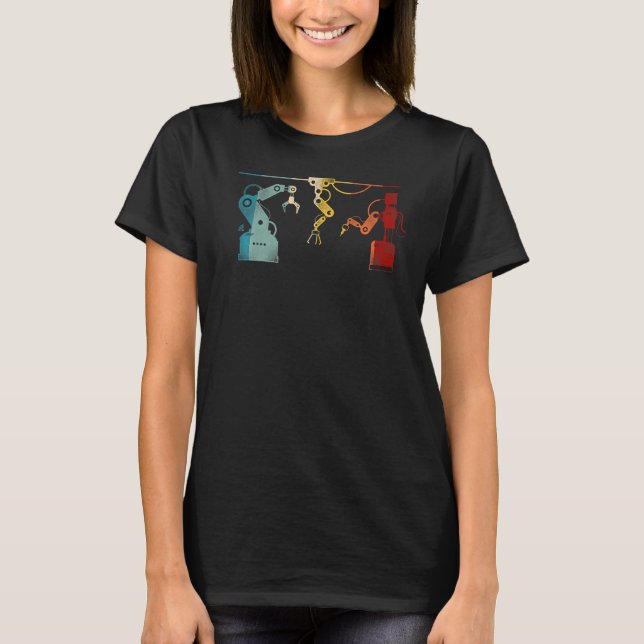 Robot Robotics Engineer Retro Vintage T-Shirt (Front)