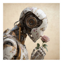 Robot & Rose Solarpunk Poster