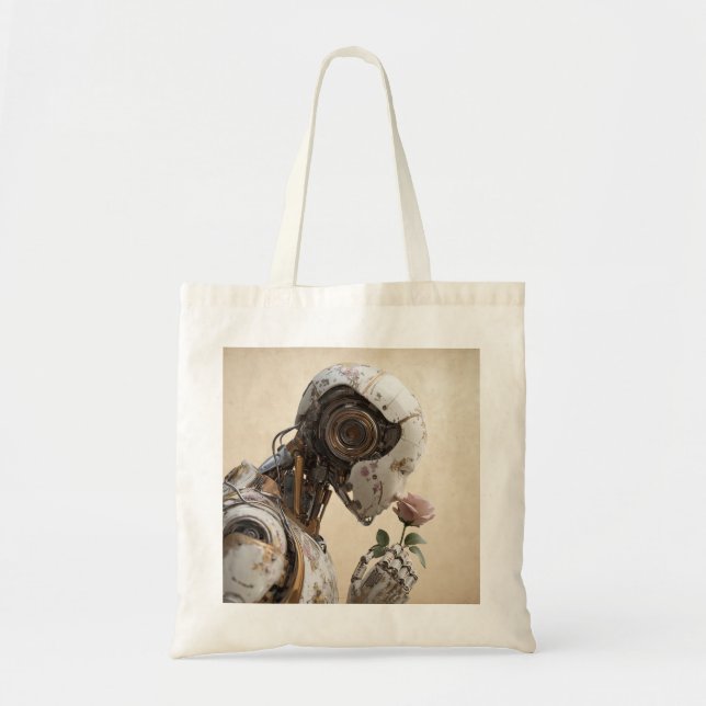 Robot & Rose - Solarpunk Tote Bag (Front)