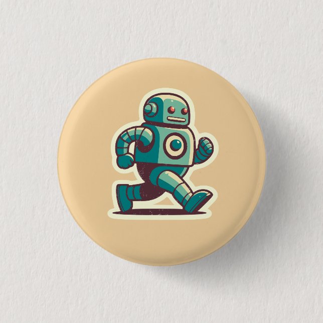 Robot Runner 1 Inch Round Button (Front)