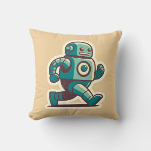 Robot Runner Throw Pillow