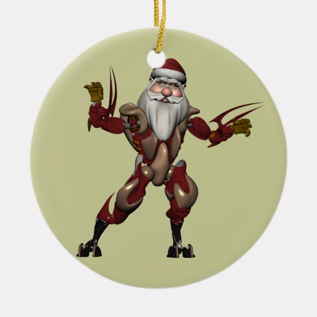Robot Santa Ceramic Ornament (Front)