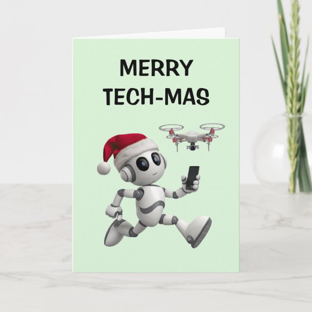 Robot Santa Christmas Holiday Card (Front)
