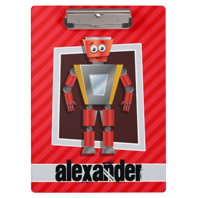 Robot; Scarlet Red Stripes Clipboard (Front)