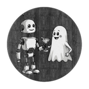Robot Shaking Ghost Spooky Halloween Rebotic Cutting Board
