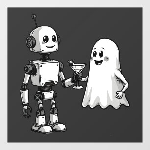 Robot Shaking Ghost Spooky Halloween Rebotic  Window Cling