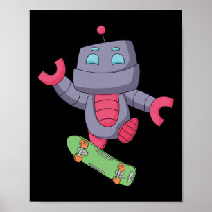 Robot Skateboarding Skater Fingerboarding Skate  Poster
