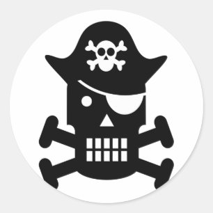 Robot Skull & Crossbones Pirate Classic Round Sticker