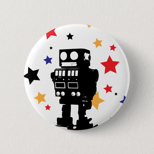 Robot Star 2 Inch Round Button (Front)