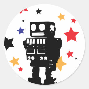 Robot Star Classic Round Sticker