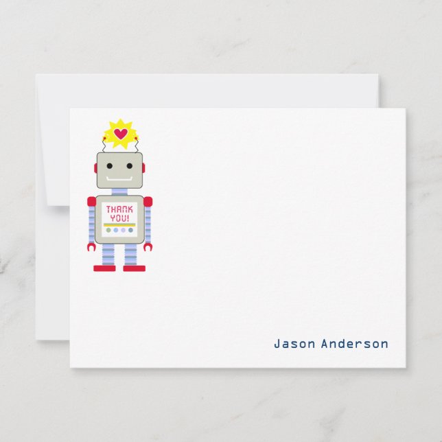 Robot Thank You Note Cards Personal Stationery (Front)