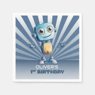 Robot Theme 1st Birthday Napkin