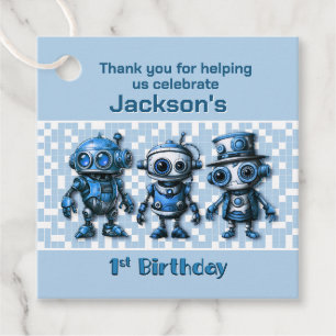 Robot Theme 1st Birthday Thank You Favour Tags