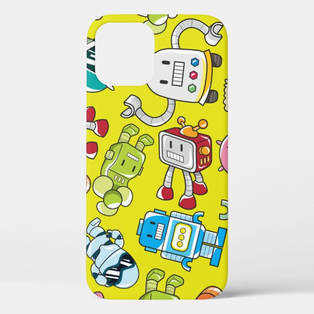 Robot Theme: Colourful Seamless Pattern. Case-Mate iPhone Case (Back)
