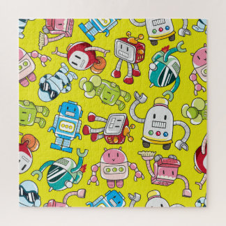 Robot Theme: Colourful Seamless Pattern. Jigsaw Puzzle