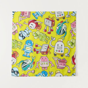 Robot Theme: Colourful Seamless Pattern. Tapestry