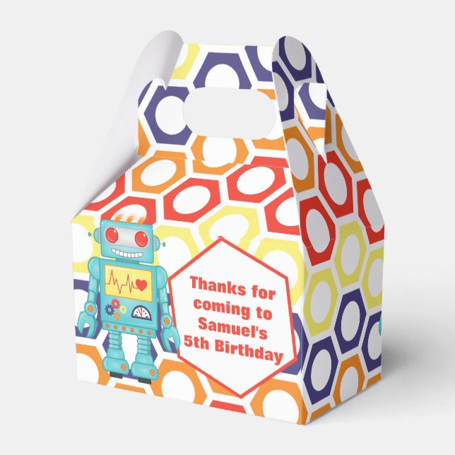 Robot Themed Party Favor Box (Back Side)