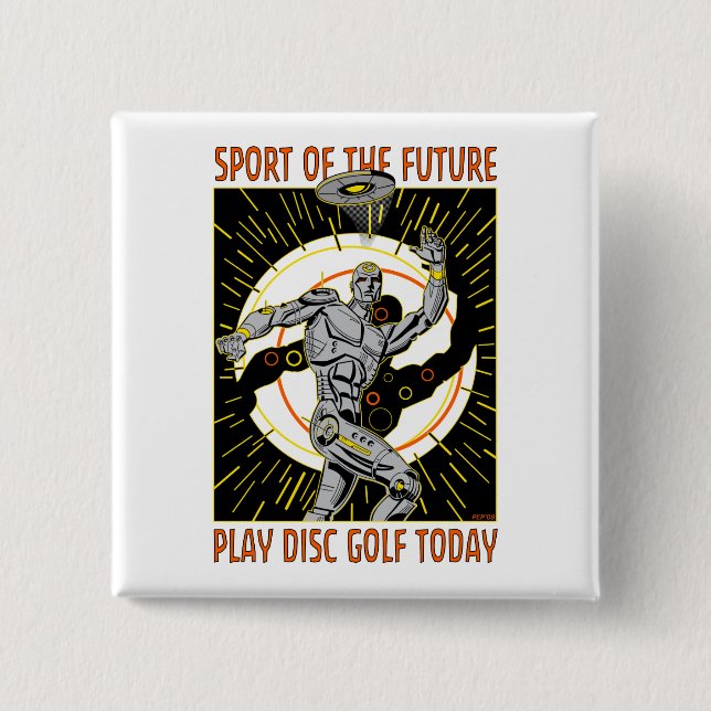 Robot Thrower #1 2 Inch Square Button (Front)