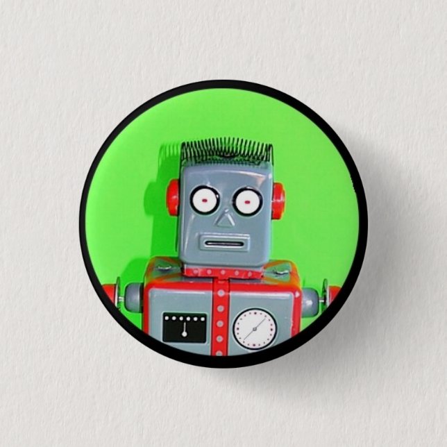 Robot toy 1 inch round button (Front)