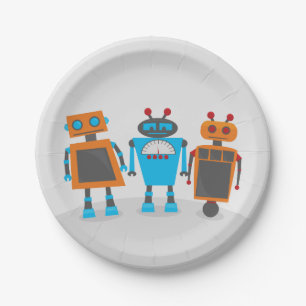 Robot Trio Party Paper Plate