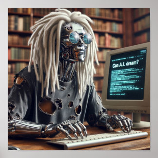 Robot Types at Keyboard Poster