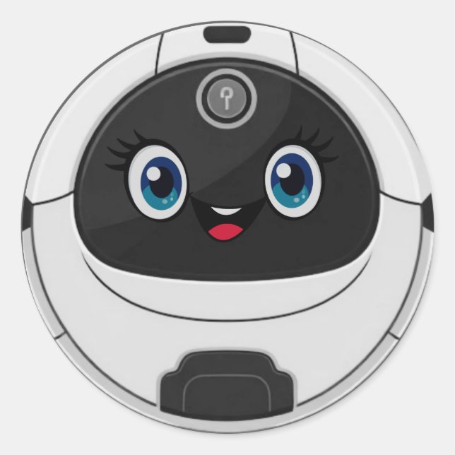 Robot vacuum cleaner funny  classic round sticker (Front)