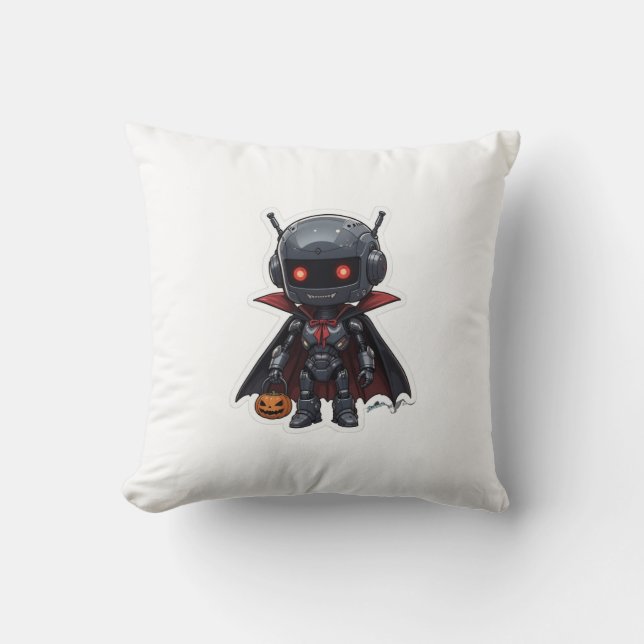 Robot Vampire Halloween Coussin mignon Éffrayant S (Recto)