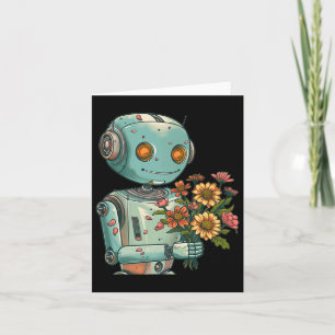Robot With Bloom And Flowers Outfit For Boys And G Card