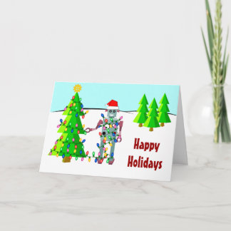 Robot with Christmas Lights Holiday Card