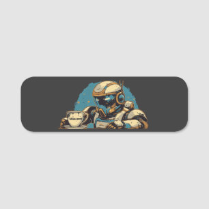 Robot with Coffee Cup Name Tag