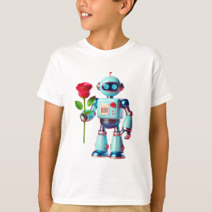Robot with Rose T-Shirt