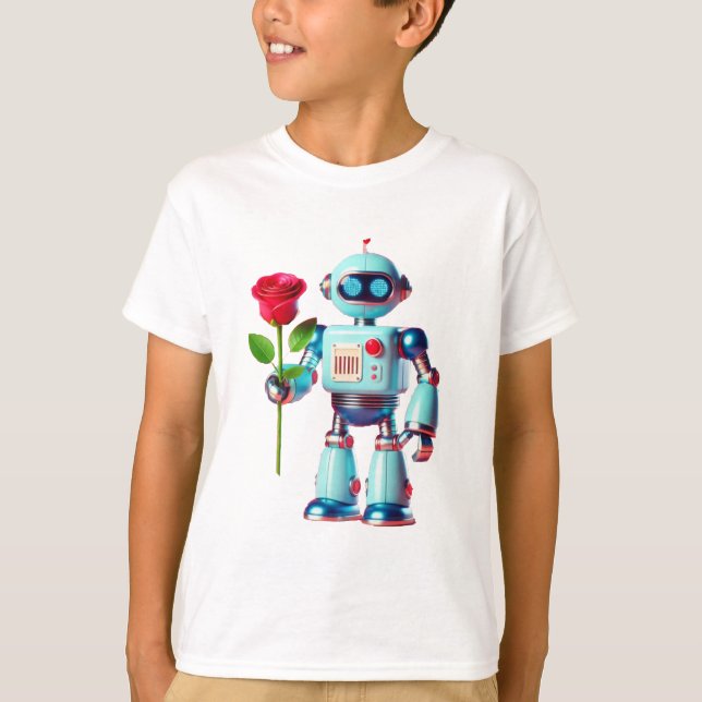 Robot with Rose T-Shirt (Front)