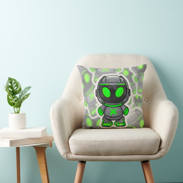 Robotic Alien Throw Pillow (Chair)