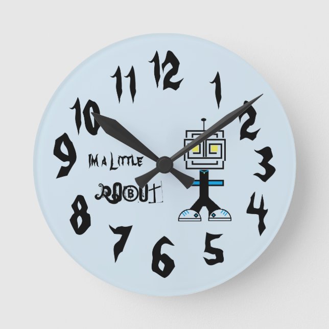 robotic cartoon round clock (Front)
