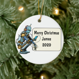Robotic Custom Christmas Ceramic Ornament