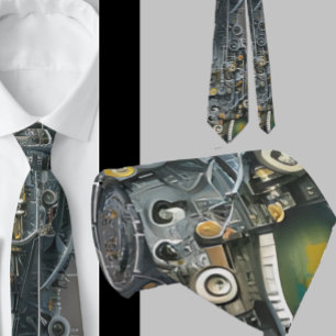 Robotic Geek Nerdy Technology Machine Tie